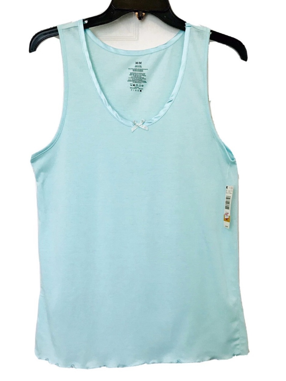 Kmart Pink K Womens Vintage 90’s Medium Mint Green Satin Trim Lounging Tank Top